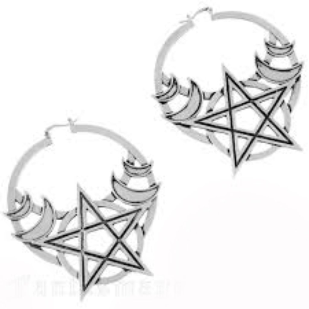 Killstar Moonlit Hoop Silver Tone Brand New In Package Pentacle Witchy Earrings